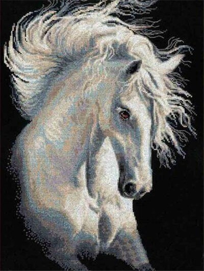 White Wild Horse | Animal Diamond Painting | DIY Diamond Kit | Full Square/Full Round Drill Rhinestone Embroidery | Wild Animal Portrait -Diamond Painting Kits, Diamond Paintings Store