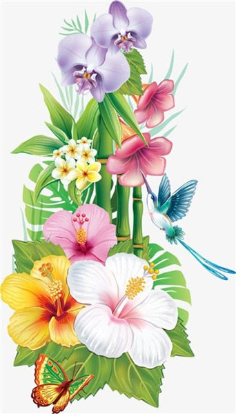 DIY Floral Diamond Painting Kits | Full Round 5D Diamonds | Flower Portrait | Sunflower Daisy Butterfly Bird -Diamond Painting Kits, Diamond Paintings Store