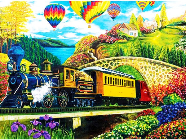 Scenic Diamond Painting | Hot Air Balloon Diamond Painting | Full Round/Full Square Drill 5D Diamonds | Aviation Mosaic - Diamond Paintings Store