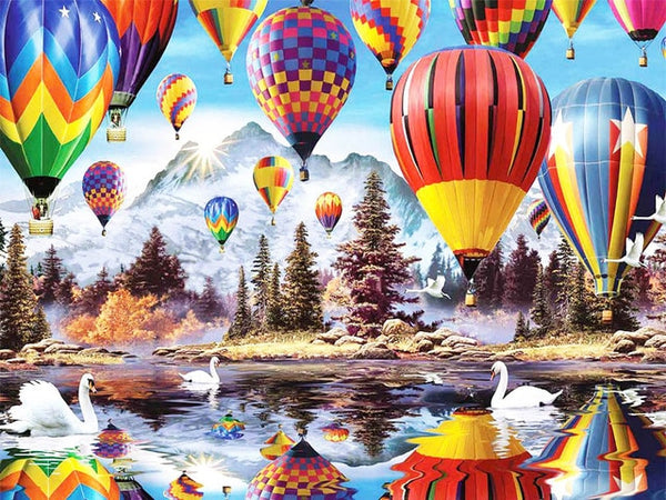 Scenic Diamond Painting | Hot Air Balloon Diamond Painting | Full Round/Full Square Drill 5D Diamonds | Aviation Mosaic - Diamond Paintings Store