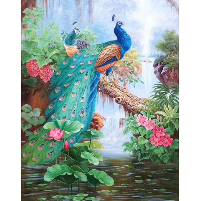 Diamond Embroidery Peacock Mosaic | Full Square Drill Rhinestones | Scenic 5D Diamond Painting | Colorful Feathers Flowers Mountains -Diamond Painting Kits, Diamond Paintings Store