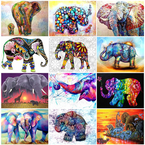 Colorful Elephant Diamond Painting Kits | 16 Designs To Choose From | Full Square Drill | Abstract Rhinestone Mosaic -Diamond Painting Kits, Diamond Paintings Store