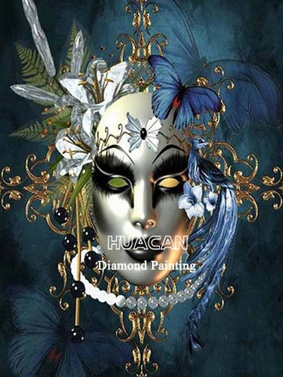 Ornamental Mask Rhinestone Painting | Full Square/Round Drill 5D Diamonds |  Abstract Mardi Gras Butterfly Mask - Diamond Paintings Store