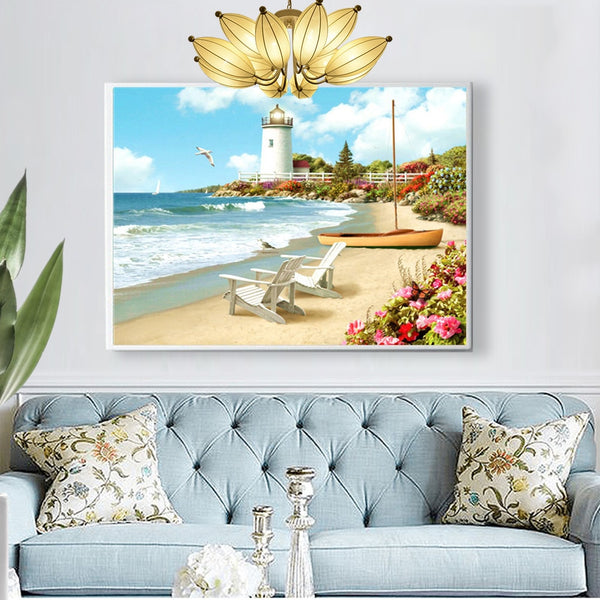 Full Square Drill Diamonds | 9 Beach Scenic Diamond Painting Kits | DIY Ocean Scenery Mosaic | Palm Trees Island Waves -Diamond Painting Kits, Diamond Paintings Store