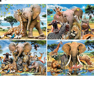 Elephant and Friends Diamond Painting, Full Square Diamond, On Sale -Diamond Painting Kits, Diamond Paintings Store
