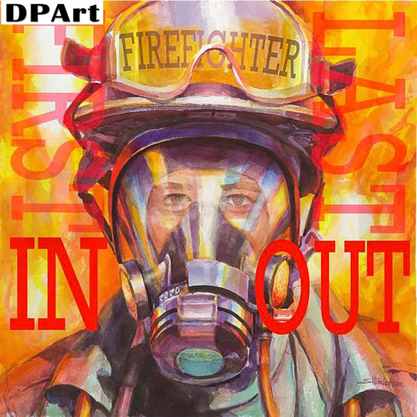 First In Last Out First Responder Painting | Firefighter Diamond Painting Kit | Full Square/Round Drill Diamonds | Fireman Rhinestone Embroidery -Diamond Painting Kits, Diamond Paintings Store