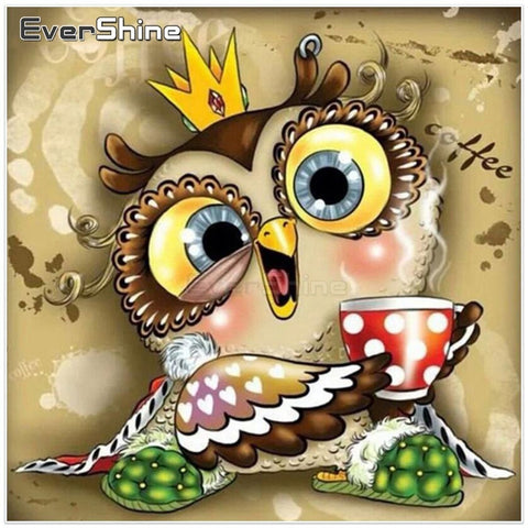 DIY Cartoon Diamond Painting | Cute Owl Rhinestone Kit | DIY Animal Mosaic | Tea Coffee Kitchen Decoration -Diamond Painting Kits, Diamond Paintings Store
