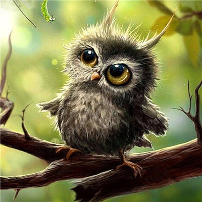 NEW Owl Diamond Painting Kit | Cute Animal Diamond Painting | Full Square Rhinestones | Baby Owl Bird Animal Coffee -Diamond Painting Kits, Diamond Paintings Store