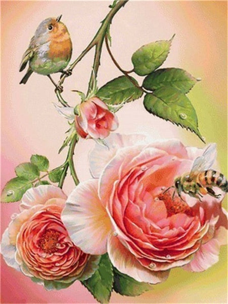 Beautiful Rose Painting Designs | Full Square Drill 5D Rhinestones | DIY Diamond Painting | Various Flowers Birds -Diamond Painting Kits, Diamond Paintings Store
