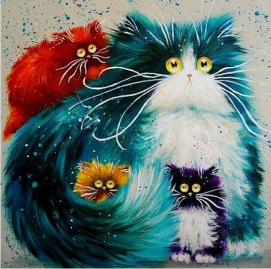 3pcs 5DIY Diamond Painting With Photo Frame Diamond Painting Set For Adults  And Children Full Of Diamond Cartoon Cat Cartoon Fish Cartoon Car Home Dec