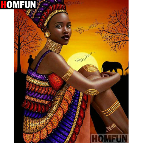 African Woman Colorful Dress | Portrait Diamond Painting | DIY Diamond Kit | Full Round/Square Drill 5D Rhinestone Embroidery -Diamond Painting Kits, Diamond Paintings Store