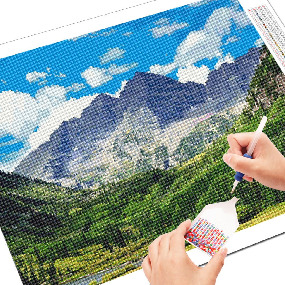 Snow Mountain Pine Forest, Scenic Diamond Painting Kit