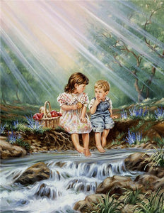 Picnic In Woods | Portrait Diamond Painting | Full Square/Round Drill 5D Diamonds | Rhinestone Cross Stitch Embroidery -Diamond Painting Kits, Diamond Paintings Store