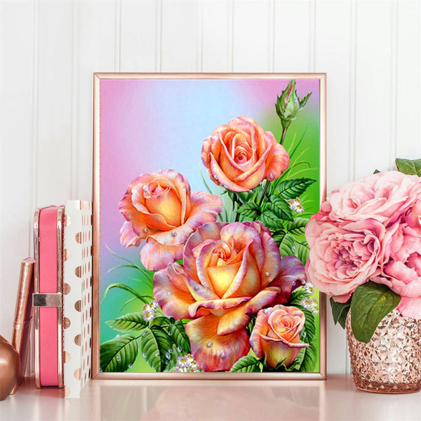 Beautiful Colored Roses | Floral Diamond Painting Kit | Full Round/Square Drill 5D Rhinestones Embroidery | DIY Diamond Kit -Diamond Painting Kits, Diamond Paintings Store