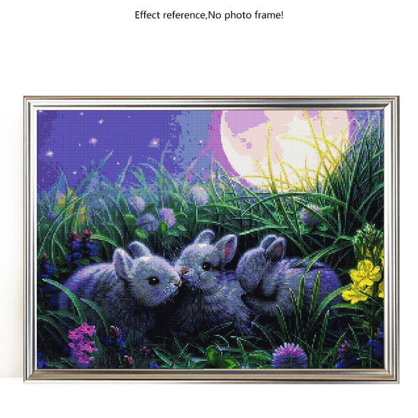 Three Cuddly Bunnies | Cartoon Diamond Painting | Full Round / Square Drill 5D Rhinestone Embroidery | DIY Diamond Kit -Diamond Painting Kits, Diamond Paintings Store