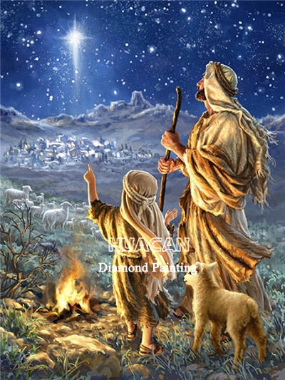 Religious Diamond Painting | Christmas Manger Scene | Full Square/Round Drill 5D Diamonds | Jesus Joseph Virgin Mary -Diamond Painting Kits, Diamond Paintings Store