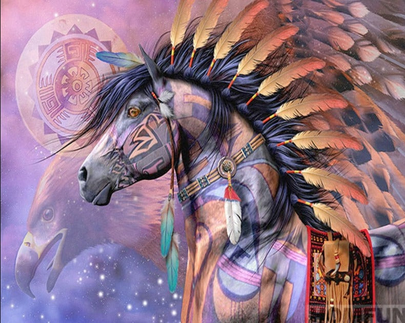 Diamond Paintings, Spirit Horse Art, Native American Diamond Painting, Full Round/Square Drills