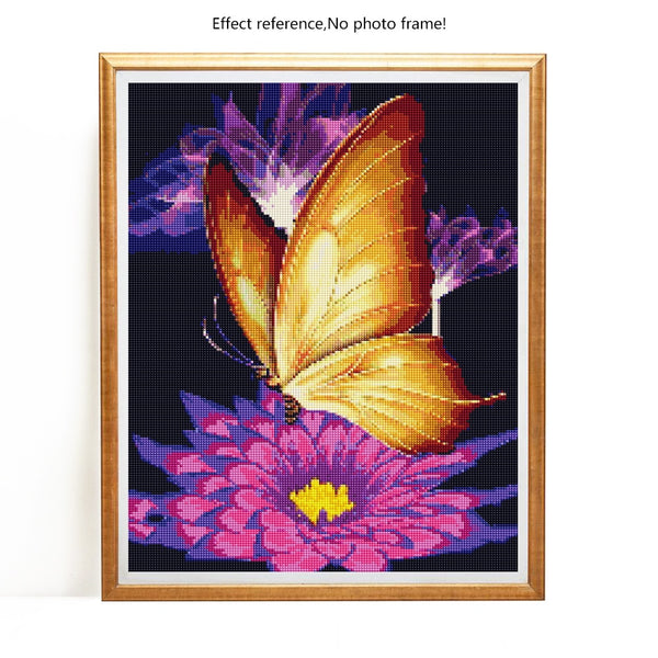 Neon Butterfly Diamond Kit | Floral Diamond Painting | Full Round/Square Drill Diamonds | Florescent Rainbow Colors -Diamond Painting Kits, Diamond Paintings Store