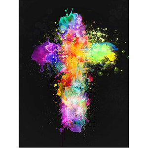 Diamond Paintings, Colorful Christian Cross | 5D Square/Round Diamonds |  DIY Religious Diamond Painting Kit | Abstract Jesus Christ Cross Stitch