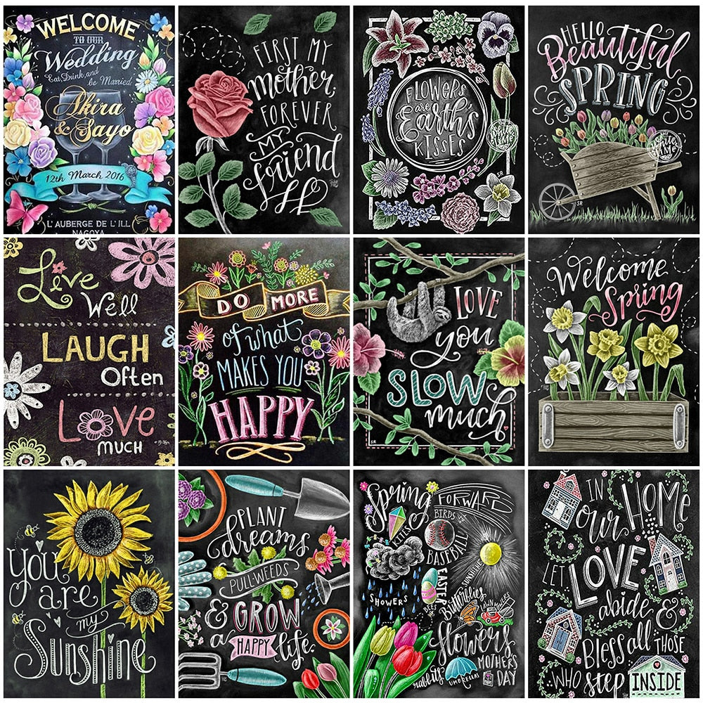 Creative Flower Black Board Message  Chalkboard Diamond Painting Kit – Diamond  Paintings Store