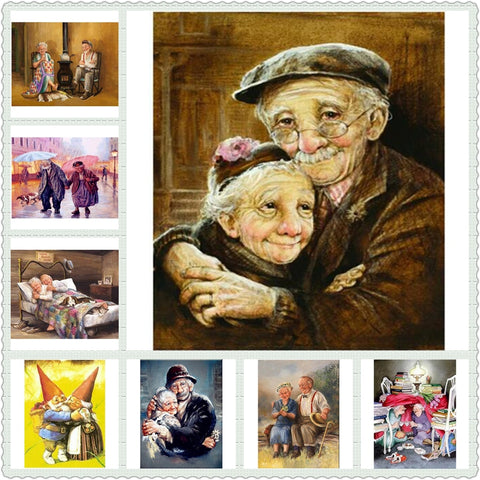 Grandparents 5D Diamond Painting Kit | F Round Drill Diamonds | Cute Couples Rhinestone Embroidery | Family Diamond Painting - Diamond Paintings Store