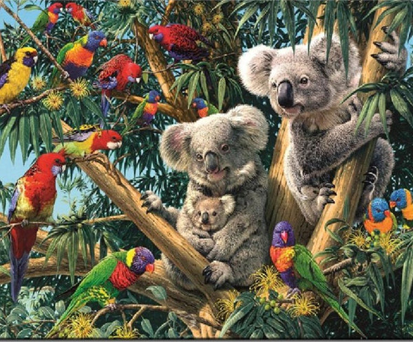 Jungle Koala Bears 5D DIY Diamond Painting Kit | Colorful Full Square/Round Drill Rhinestone Diamond Art - On Sale - Diamond Paintings Store
