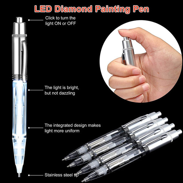 Diamond Paintings, Diamond Painting 5d Point Drill Pen with Light LED Lighting