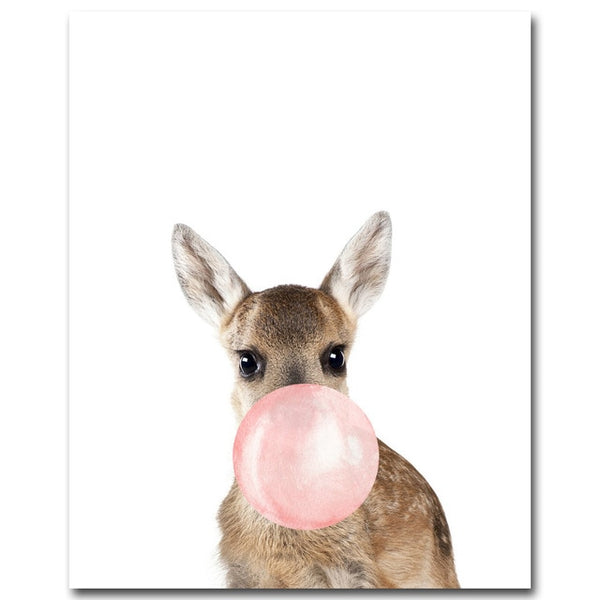 NEW "Pink Bubble Gum Animals" Canvas wall art -Diamond Painting Kits, Diamond Paintings Store