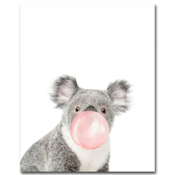 NEW "Pink Bubble Gum Animals" Canvas wall art -Diamond Painting Kits, Diamond Paintings Store