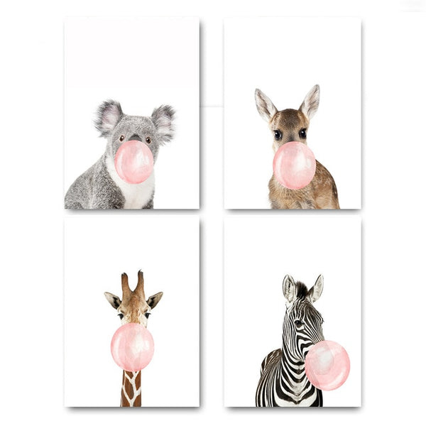 NEW "Pink Bubble Gum Animals" Canvas wall art -Diamond Painting Kits, Diamond Paintings Store