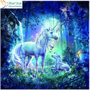 Unicorn Baby Unicorn Diamond Painting Kit | Forest Fairy DIY Rhinestone Painting | Full Square Diamonds | Magical Horse Mosaic -Diamond Painting Kits, Diamond Paintings Store