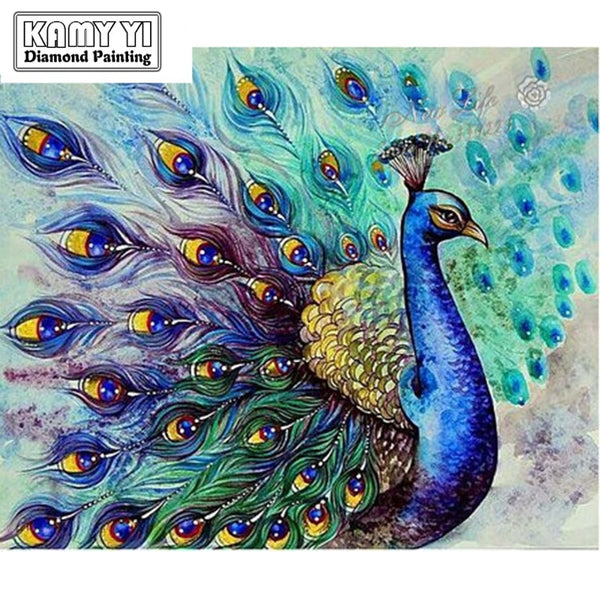 Full Square Drill 5D Diamonds | Peacock Diamond Painting Kit | Animal Diamond Embroidery | Colorful Bird Feathers -Diamond Painting Kits, Diamond Paintings Store
