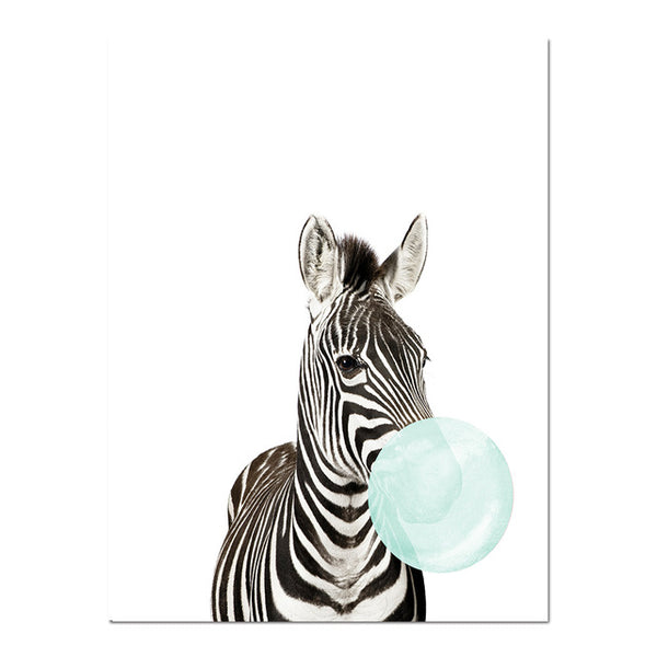 NEW "Blue Bubble Gum" Baby Zebra, Giraffe, Canvas Art -Diamond Painting Kits, Diamond Paintings Store