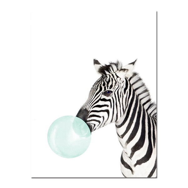 NEW "Blue Bubble Gum" Baby Zebra, Giraffe, Canvas Art -Diamond Painting Kits, Diamond Paintings Store