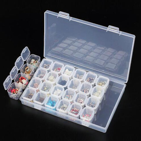 28 Slots Diamond Painting Storage Box | Clear plastic Rhinestone Display Storage | Diamond Art Accessories -Diamond Painting Kits, Diamond Paintings Store