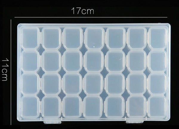 28 Slots Diamond Painting Storage Box | Clear plastic Rhinestone Display Storage | Diamond Art Accessories -Diamond Painting Kits, Diamond Paintings Store