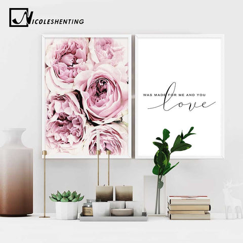 NEW Scandinavian Pink Flower Canvas Wall Art -Diamond Painting Kits, Diamond Paintings Store