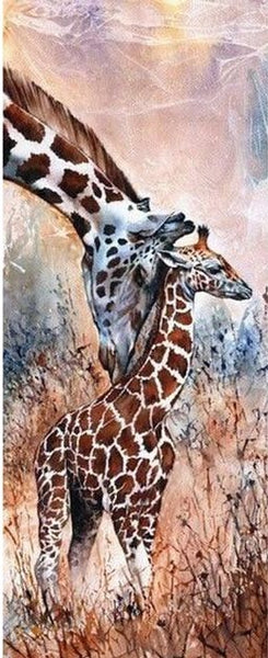 Giraffe And Calf | Animal Diamond Painting Kit | Full Round Drill 5D Rhinestones | DIY Animal Portrait -Diamond Painting Kits, Diamond Paintings Store
