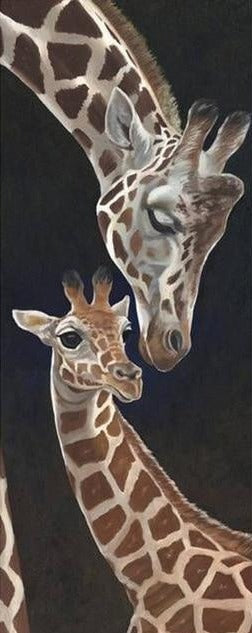 Mother Giraffe And Baby | Animal Diamond Painting Kit | Full Round Drill 5D Rhinestones | DIY Animal Portrait -Diamond Painting Kits, Diamond Paintings Store