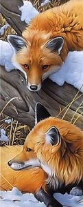 2 Red Foxes | Animal Diamond Painting Kit | Full Round Drill 5D Rhinestones | DIY Animal Portrait -Diamond Painting Kits, Diamond Paintings Store