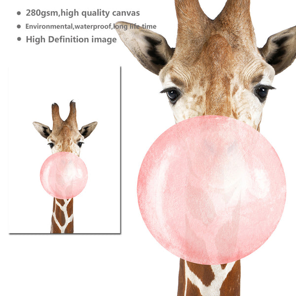 NEW "Pink Bubble Gum Animals" Canvas wall art -Diamond Painting Kits, Diamond Paintings Store