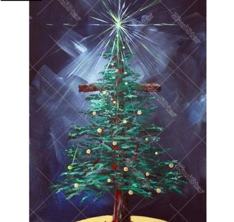 Full Square Drill - 5D DIY Diamond Painting "Cross Christmas tree" -Diamond Painting Kits, Diamond Paintings Store