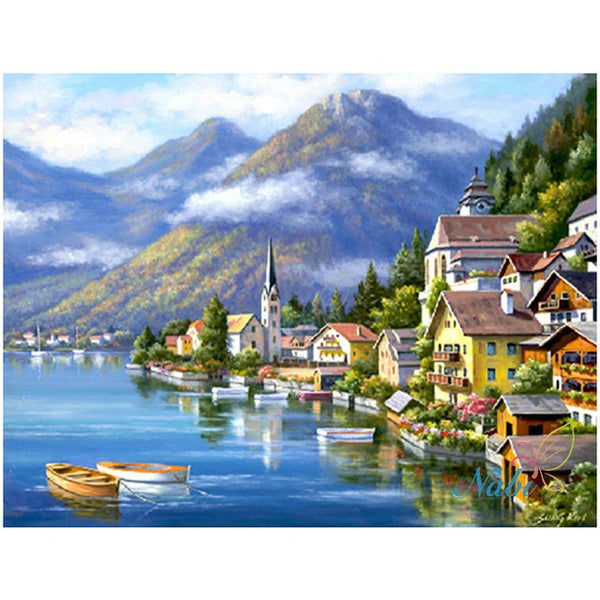 Intricate, Beautiful Seaside Town Diamond Painting Kits Available -24 Scenes to Choose From -Diamond Painting Kits, Diamond Paintings Store