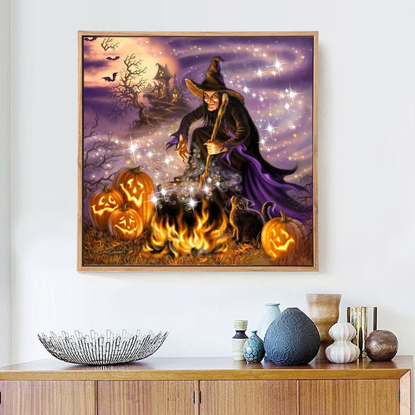 Halloween Witches Brew, Full Square Diamond Painting Kit. On Sale -Diamond Painting Kits, Diamond Paintings Store
