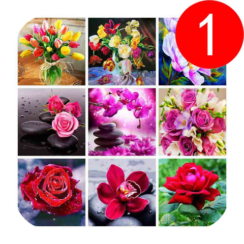 Rose Tulips patterns diamond painting flowers, full round drill - 9 Colors -Diamond Painting Kits, Diamond Paintings Store