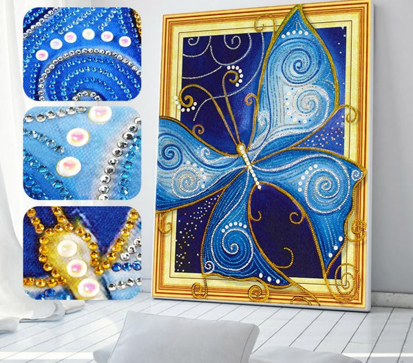 "Blue Butterfly" 5D Diamond Painting -Diamond Painting Kits, Diamond Paintings Store