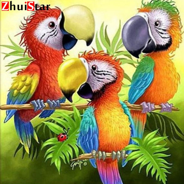 Toucan Parrots, 5D DIY Diamond Painting BOLD color | Full Square Rhinestone Mosaic Diamond Art -Diamond Painting Kits, Diamond Paintings Store