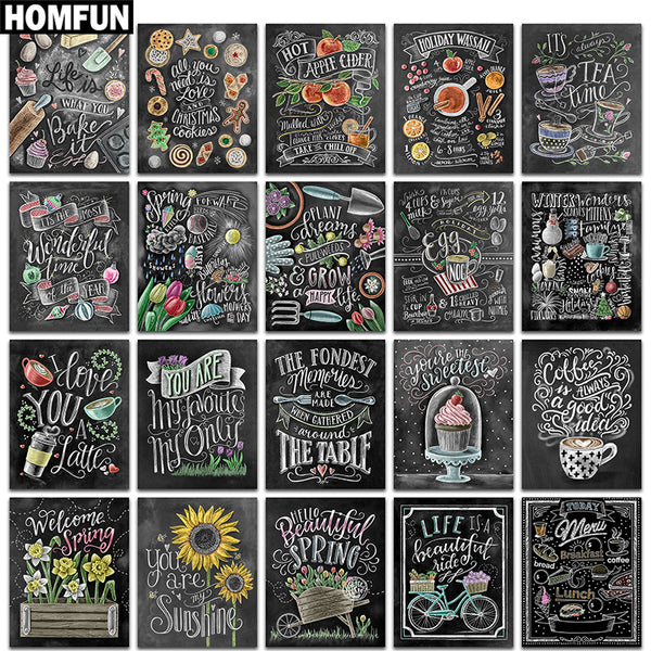 Creative Garden Theme Black Board Message | Chalkboard Diamond Painting Kit | Full Square/Round Drill 5D Diamonds | Colorful Chalk Messages -Diamond Painting Kits, Diamond Paintings Store