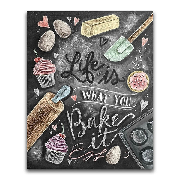 Creative Bakers Black Board Message | Chalkboard Diamond Painting Kit | Full Square/Round Drill 5D Diamonds | Colorful Chalk Messages -Diamond Painting Kits, Diamond Paintings Store