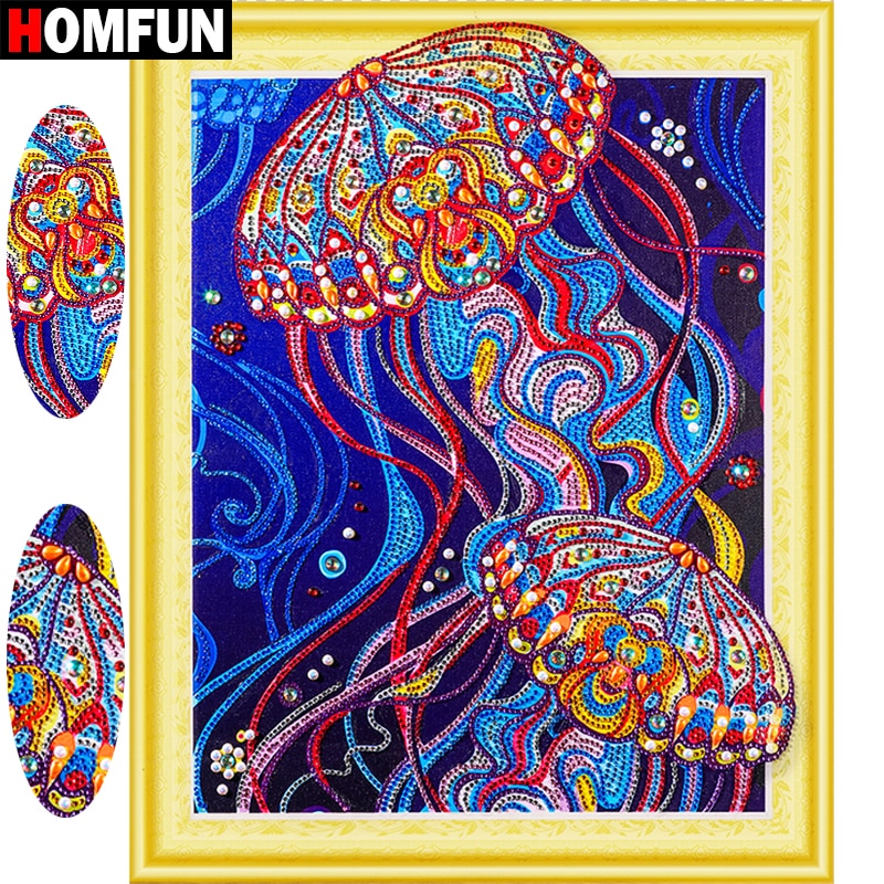 Colorful Jellyfish With Special Shape Diamonds | Animal Diamond Painting | DIY Diamond Kit | Aquatic Animal Art -Diamond Painting Kits, Diamond Paintings Store